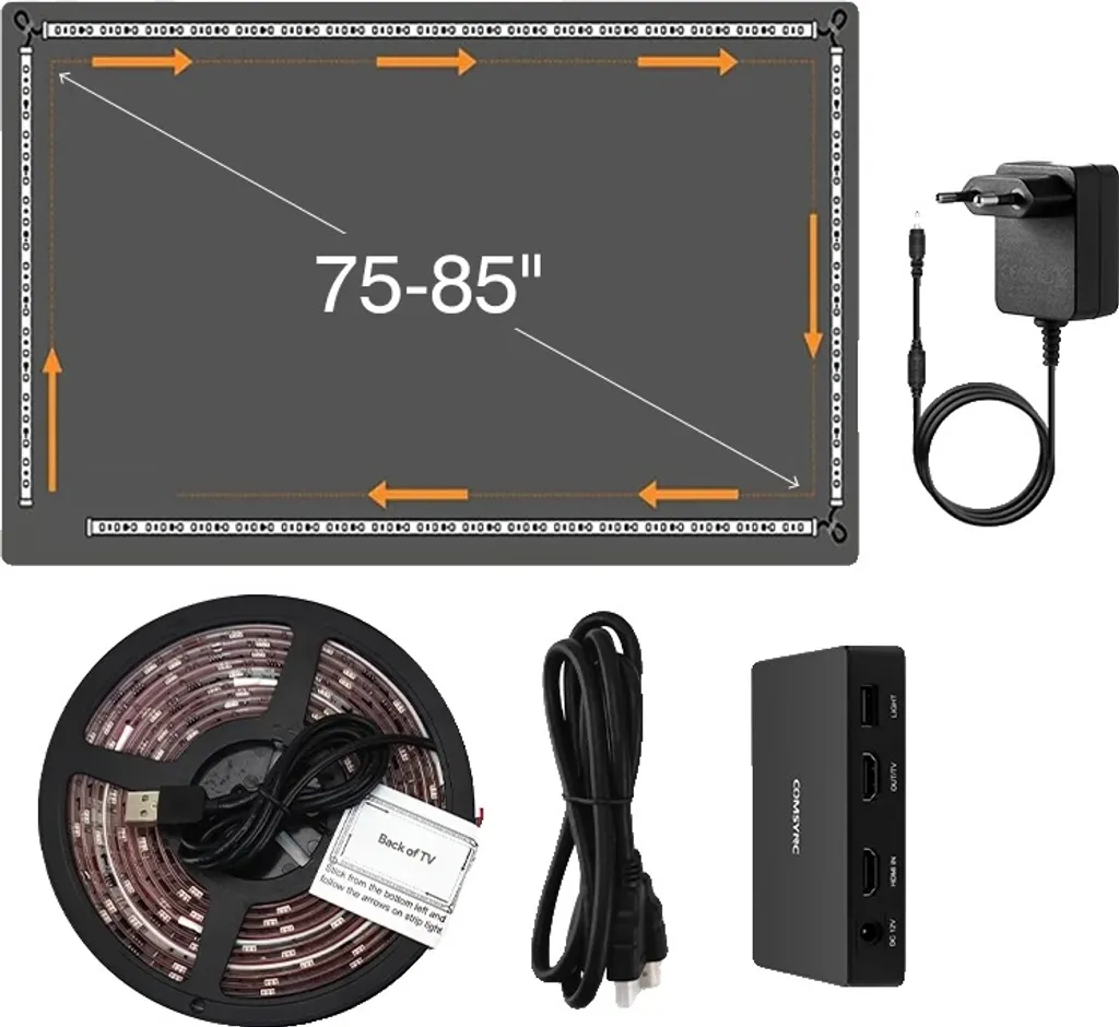 Rétroéclairage TV LED vocal avec synchronisation de scène pour écran 85 pouces