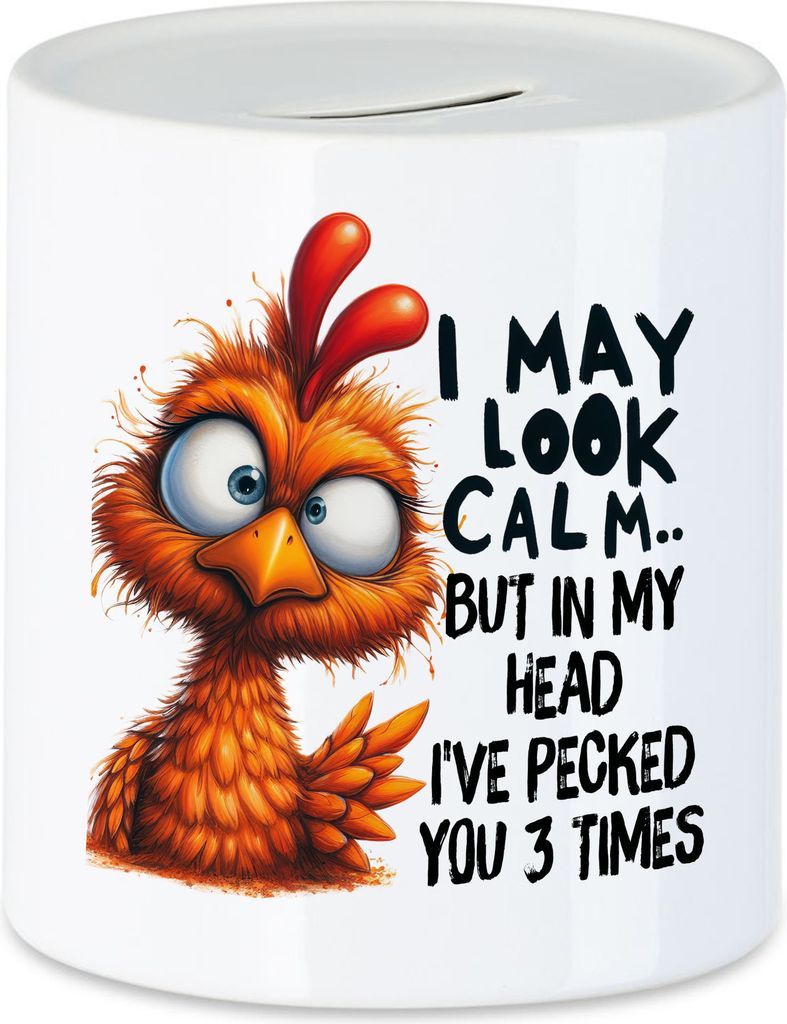 I May Look Calm Grumpy Vogel Spardose Lustig Geschenkidee für Morgenmuffel