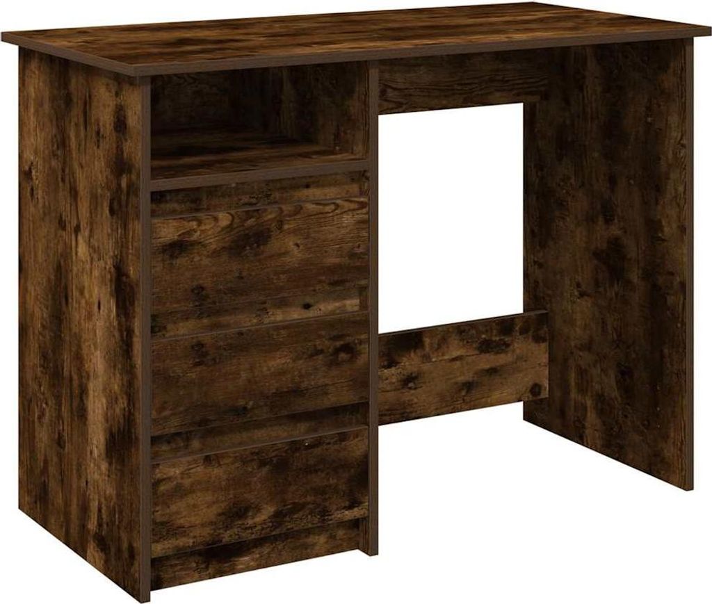 vidaXL Schreibtisch Räuchereiche 102x50x75 cm Holzwerkstoff