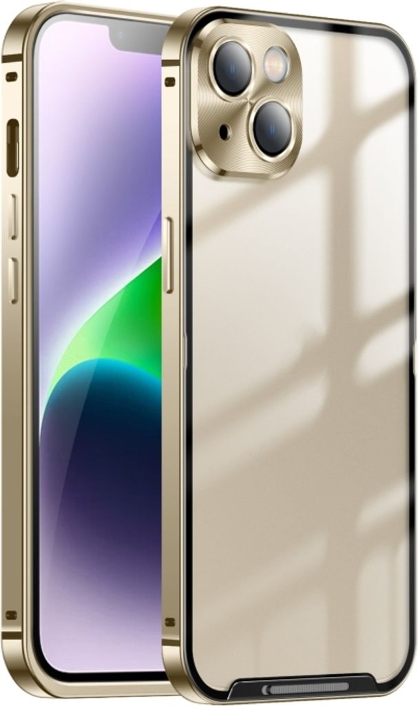 Für iPhone 15 Plus Frosted Metal Phone Case (Gold)
