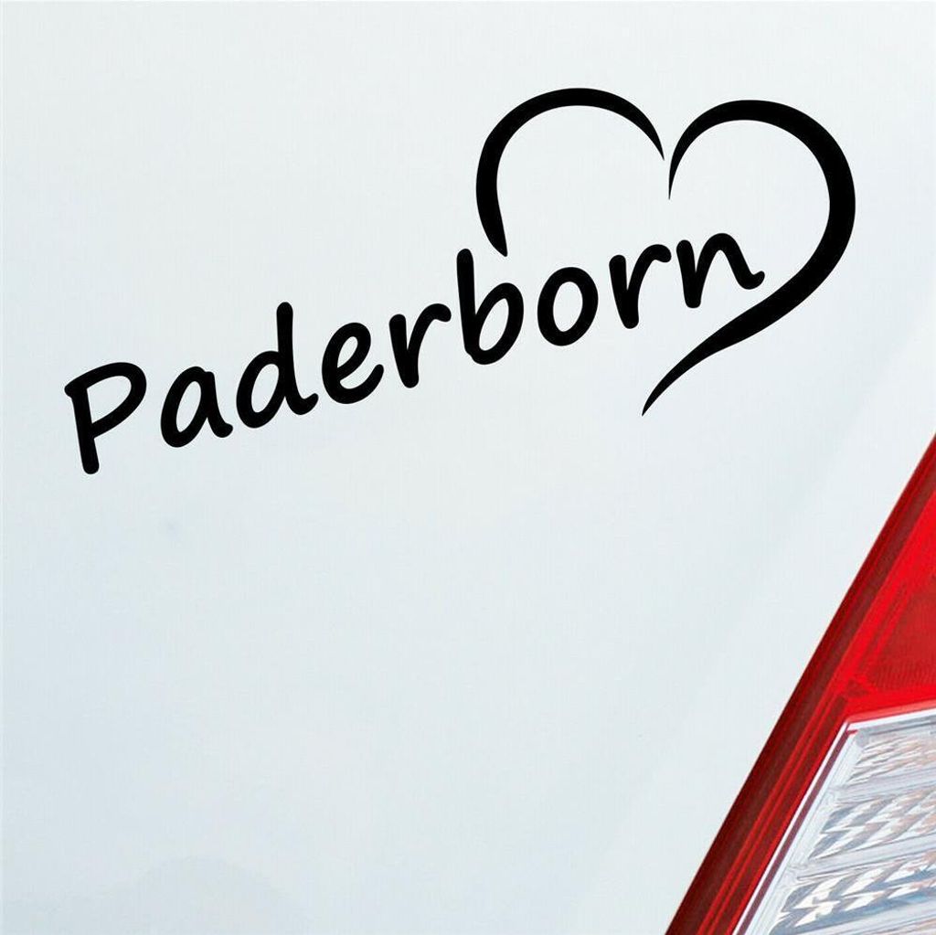Auto Aufkleber Paderborn Herz Stadt City Liebe Love Heimat 16x8 cm Schwarz Glanz Sticker Heckscheibenaufkleber