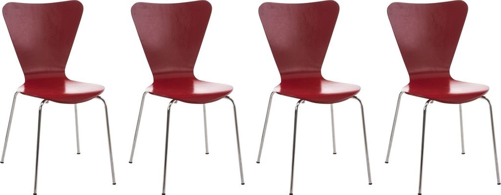 4er Set Besucherstuhl HLO-CP3 rot