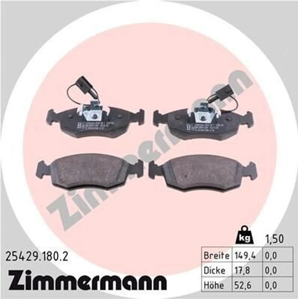 Plaquettes de frein avant pour Fiat 500 (312) Zimmermann 25429.180.2