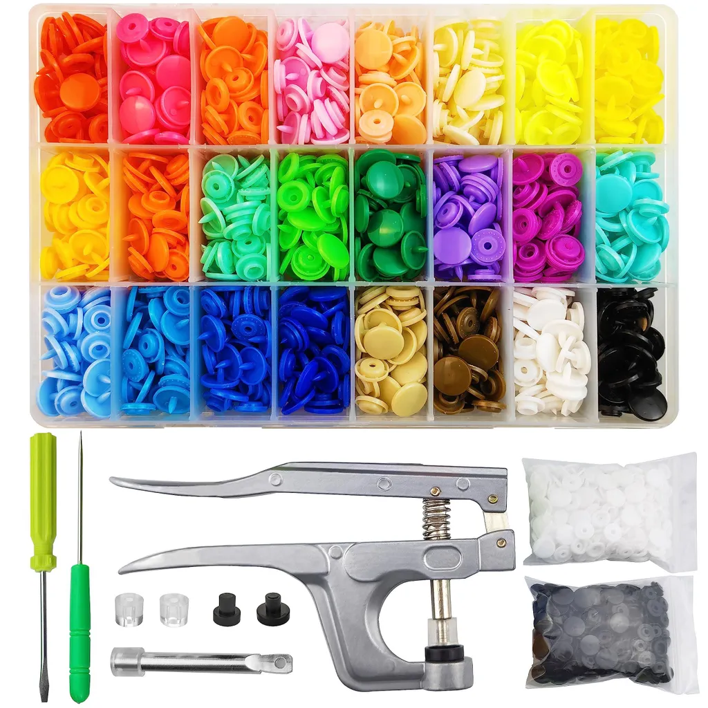 Kit 24 Couleurs 460 Boutons Pression T5 Pince - Création DIY Couture