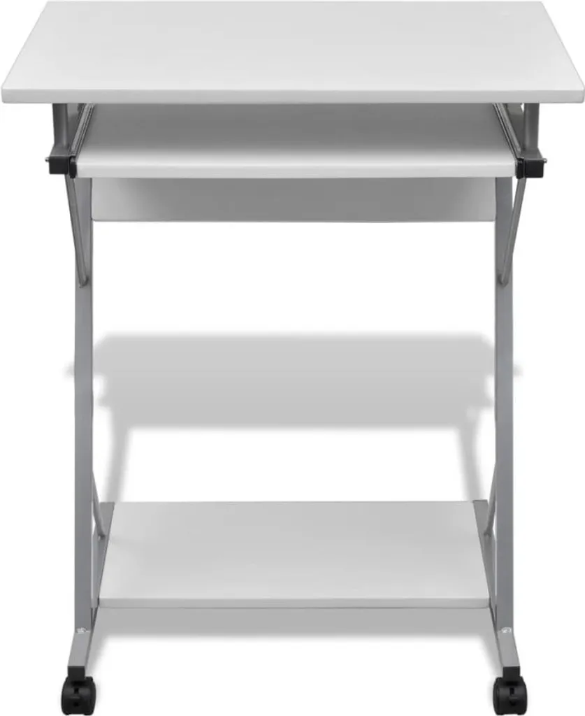 SYFAX™ Tavolo Scrivania per Computer con Ripiano Estraibile Bianco