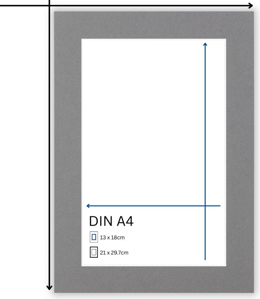 Passepartout Clamaro 1er, 3er & 5er Set, Passepartout:Fotograu, Außenmaß (Lochmaß):21 x 29.7cm (13x18cm) - 1x Stk.