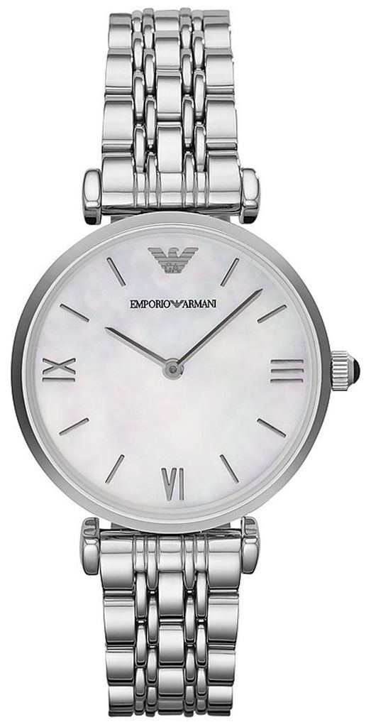 Emporio Armani GIANNI T-BAR Uhr Damenuhr Edelstahl perlmutt Produktbild 
