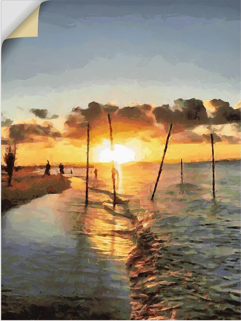 ARTland Wandbild, selbstklebend Fischer bei Sonnenuntergang Größe: 30x40 cm