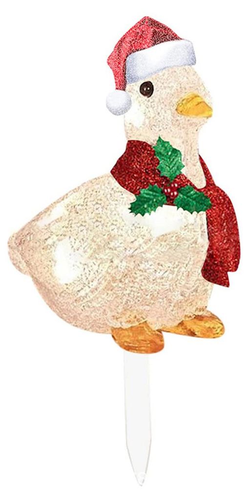 Beleuchtete Weihnachtsente, 2D-Enten-Dekoration aus Acryl mit Schal und Weihnachtsmannmütze, für den Außenbereich, Garten, Terrasse, Rasen – d...