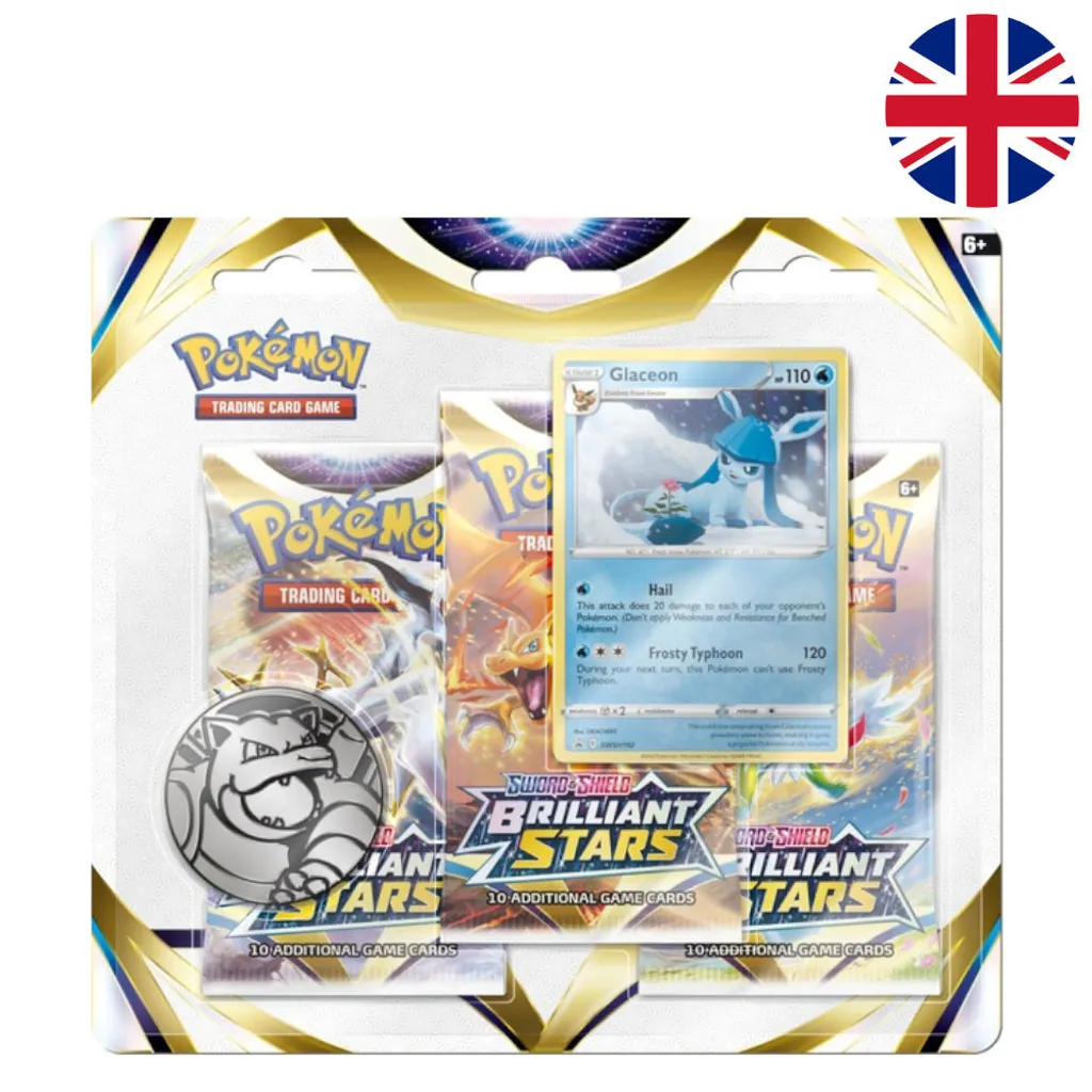 Pack de 3 Boosters Pokémon Étoiles Brillantes avec Carte Promo Glaceon