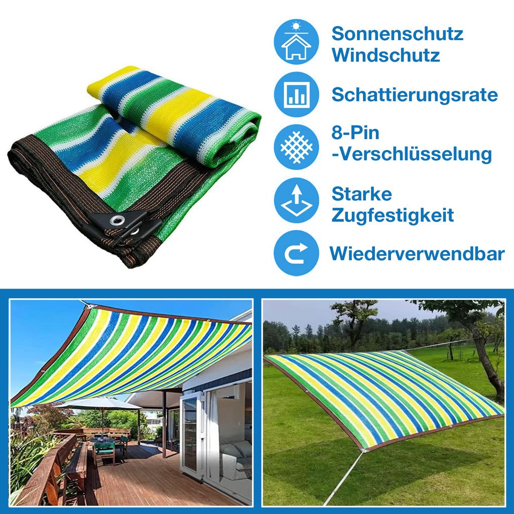 Sonnensegel 3x4 m, Schattierungsnetz mit sen 3x4m wrme-