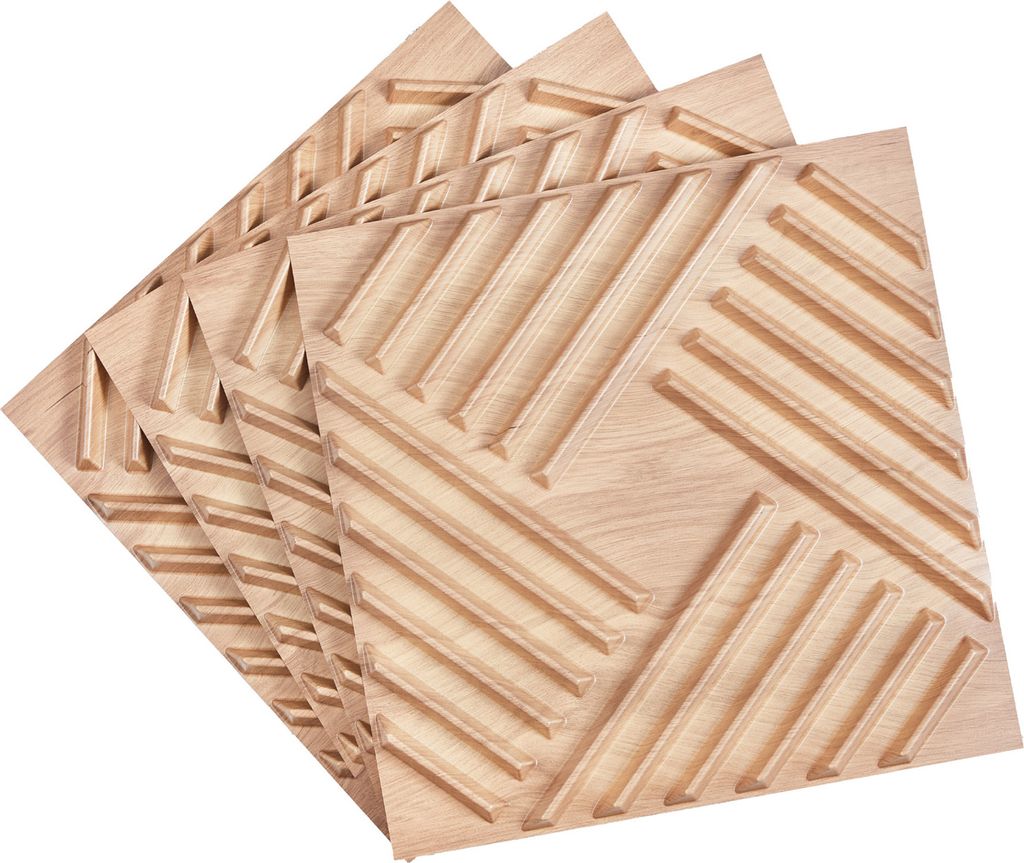 SucceBuy 3D-Lamellen-Wandpaneele, 12er-Pack, 50 x 50 cm, PVC, 32 Quadratfuß, helles Holz