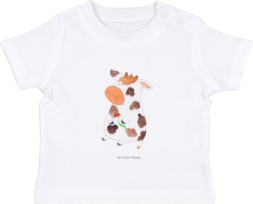 Mr. & Mrs. Panda T-Shirt Kuh 6. - 12. Monat - Weiß - Geschenk, Kinder Shirt, Kühe, Magie, Oberteil, Bauernhof, Hof, Babyshirt, Milch, Spruch, Bab...