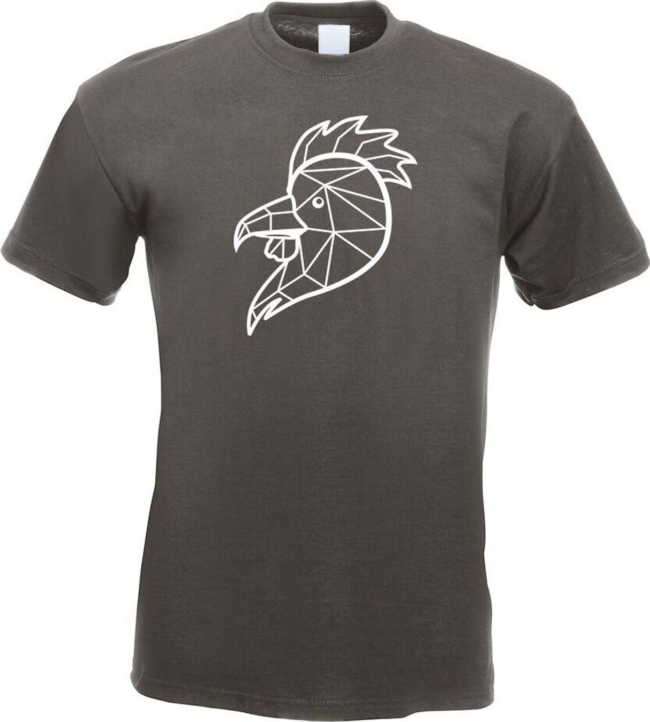 Kiwistar - T-Shirt - Graphit - Polygon Hahn Gockel Tier Art Herren Funshirt Bedruckt Design Sprüche Spruch Motive - mit Motiv Bedruckt - Funshirt ...