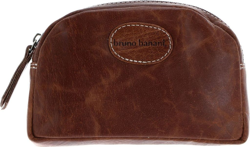 bruno banani Leder Kosmetiktasche Cosmeticbag Cognac braun