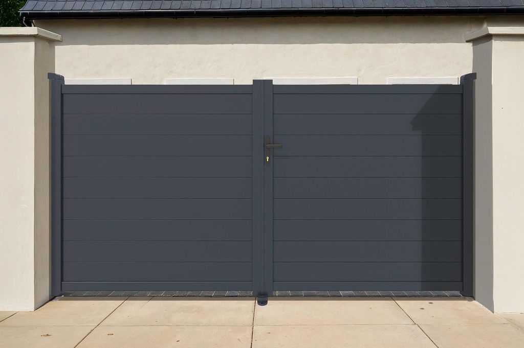 Doppelflügeltor aus Aluminium 3m EIGER H.160cm grau Produktbild 