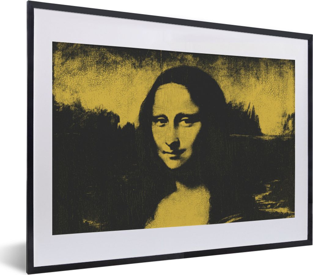 MuchoWow Gerahmtes Poster Mona Lisa - Leonardo da Vinci - Alte Meister 40x30 cm - Poster mit Schwarzem Bilderrahmen Wandposter Rahmen Foto Bilder...