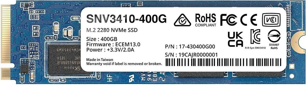 Synology SNV3410 - SSD - 400 GB - interný - M.2 2280 - PCIe Obrázok produktu 