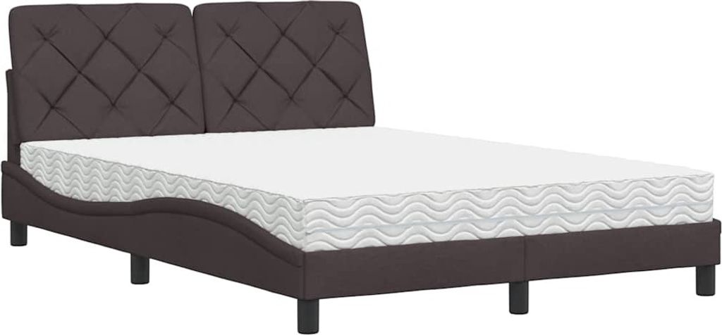vidaXL Bett mit Matratze Dunkelbraun 140x200 cm Stoff