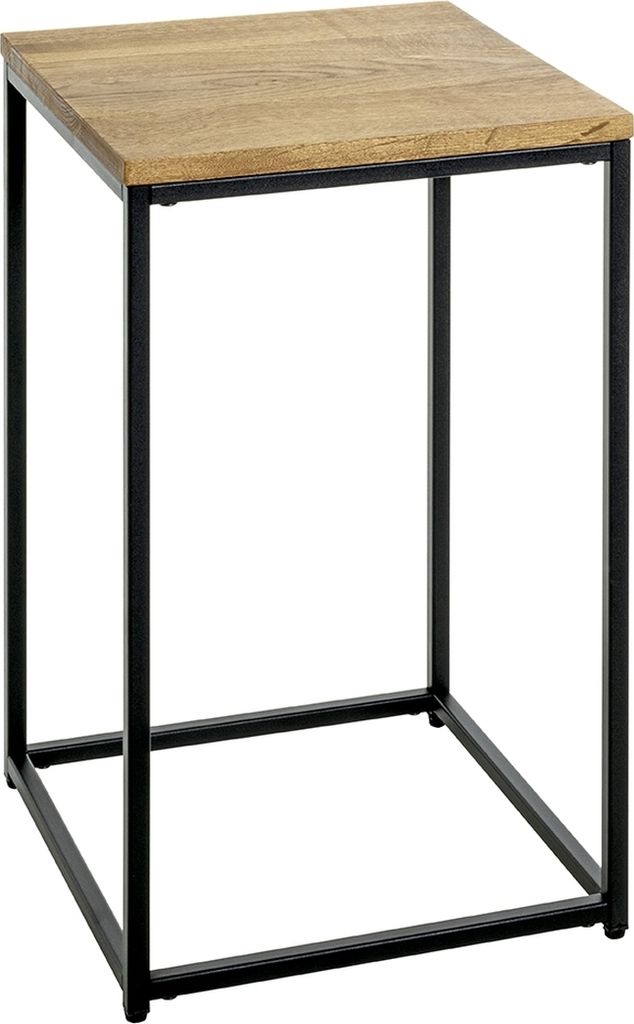Beistelltisch >37335< in eiche, schwarz, Massivholz, Metall - 35x60x35cm (BxHxT)