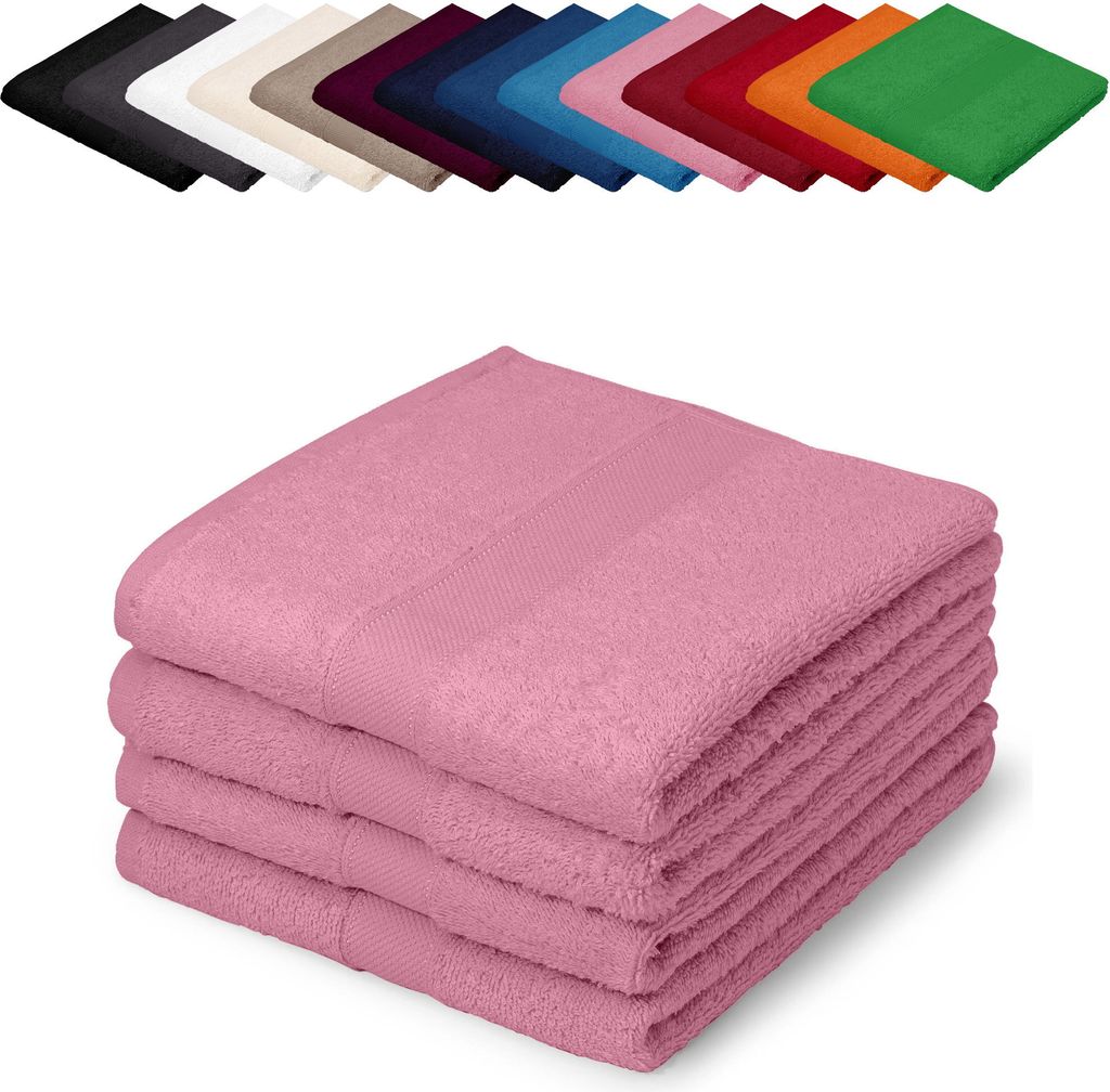 4er PACK Gästetücher 30x50 cm Gästehandtücher Kinderhandtücher Babyhandtücher 100% Baumwolle, Farbe: Rosa