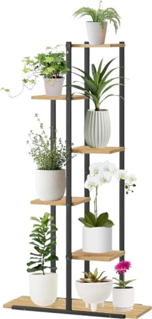 Étagère Fleurs en Bois Brun Clair 113x60x20cm - Design Vertical Compact - 4