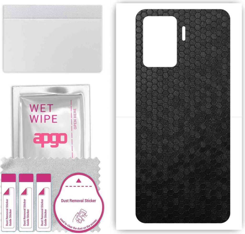 apgo Rückseite Schutzfolie, Skin, kompatibel mit Oppo F19 Pro, Hinten Displayschutzfolie aus Vinylfolie, kratzfest, einfache Montage - Schwarze Ho...
