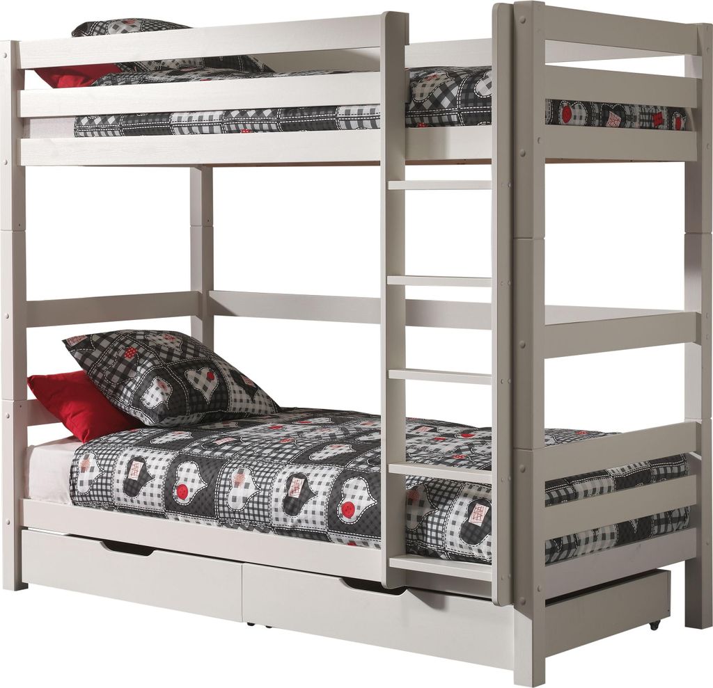 FURNLUX Bunk Bed Pino Weiss 90x200cm / Hauptfarbe: Weiß / Abmessungen: 106 x 210 x 182 cm