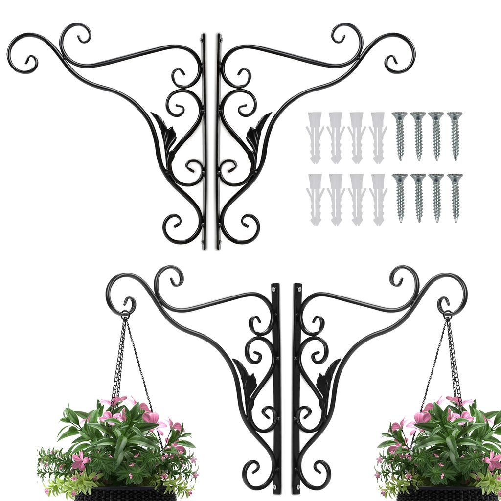 Clanmacy Blumenhaken 4er Wandhaken Blumenampel 295x360mm Vogel Blumenhalter Wandhalter Windlichthalter Pflanzenhalter Blumenampelhalter