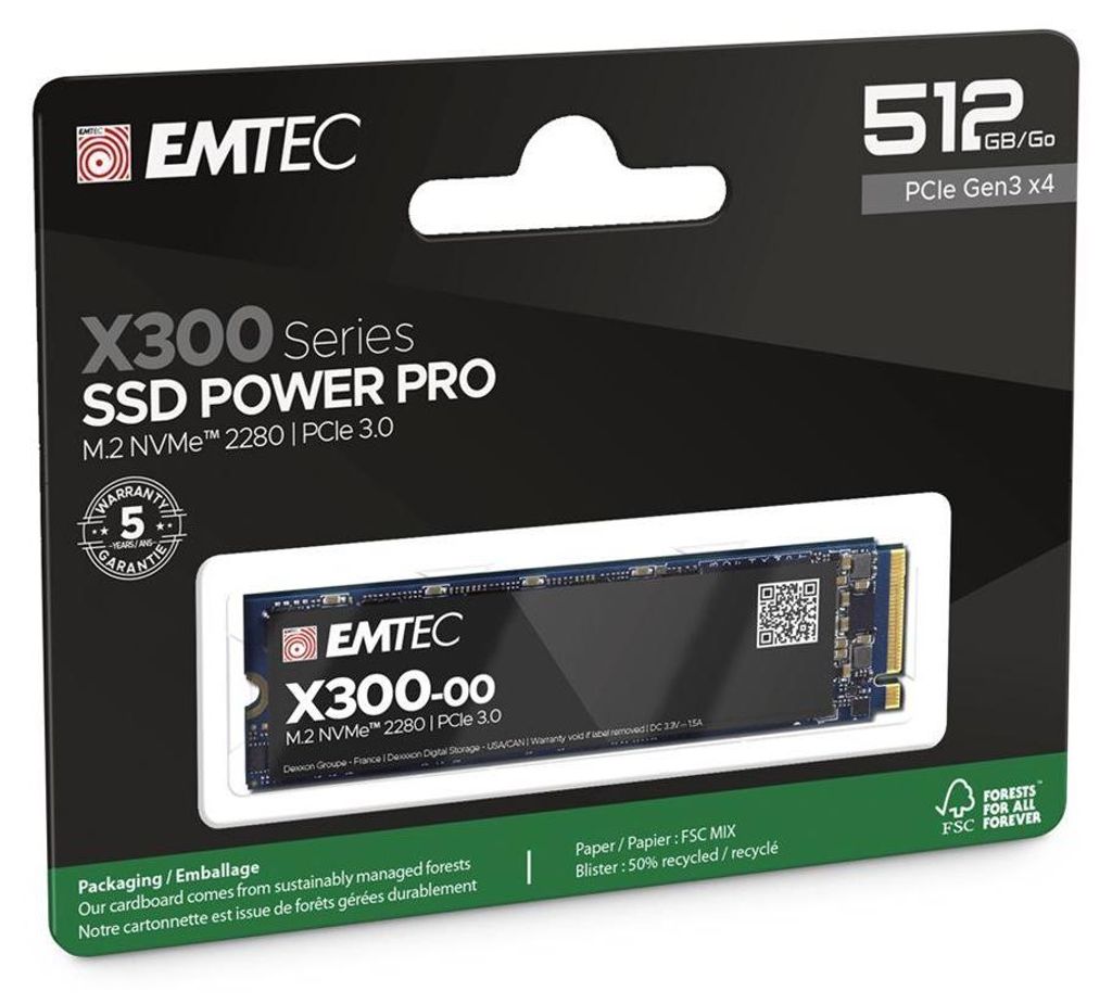 Emtec SSD M.2 NVMe PCIe 3.0 X300 512GB Intern retail Image du produit 
