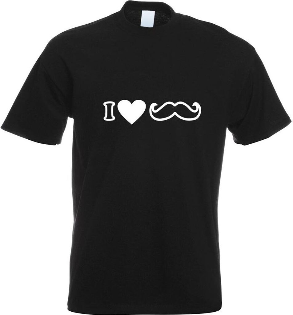 Kiwistar - T-Shirt - schwarz - I Love Mustache Motiv Bedruckt Funshirt Design Print - mit Motiv Bedruckt - Funshirt Design - Sport - Freizeit - Her...