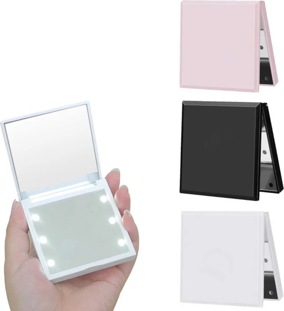 INF Specchio LED Portatile Nero - 6 Luci LED per Trucco da Viaggio - 4