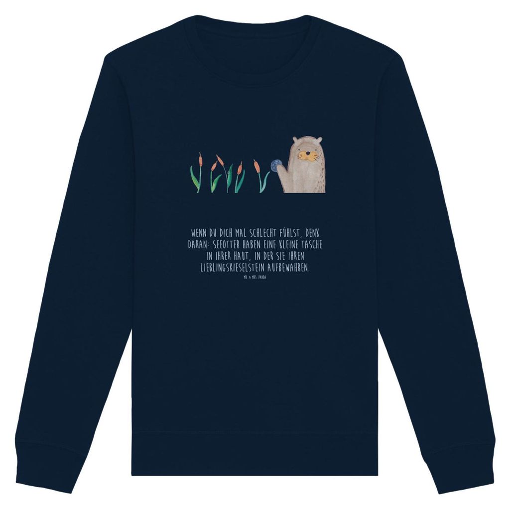 Mr. & Mrs. Panda Baumwoll Pullover Otter Stein Größe M - French Navy - Geschenk, Sweater, Seeotter, Witzige Fakten, Bio, Pflanzen, Sweatshirt, Fu...