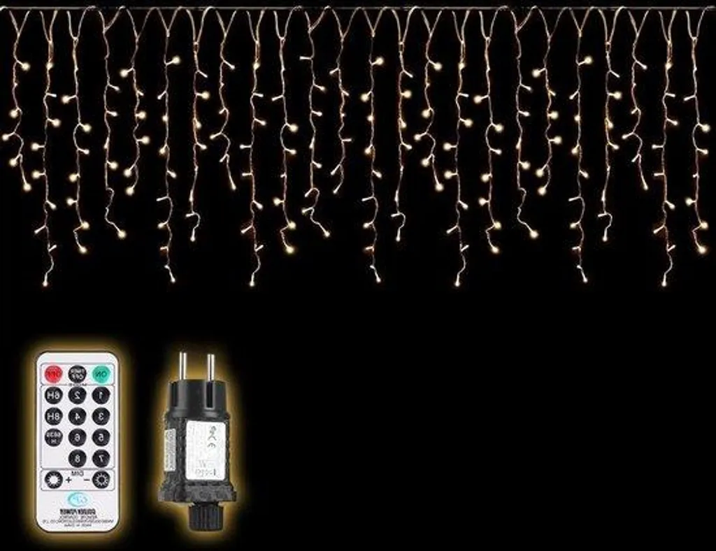 Guirlande stalactite extérieure 5m blanc chaud pour décoration de Noël