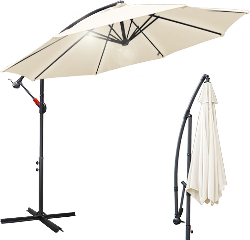 Aopunly Sonnenschirm 360° drehbare Ampelschirm Ø300cm UV-Schutz Kurbelschirm UV50+ Gartenschirm Marktschirm Beige