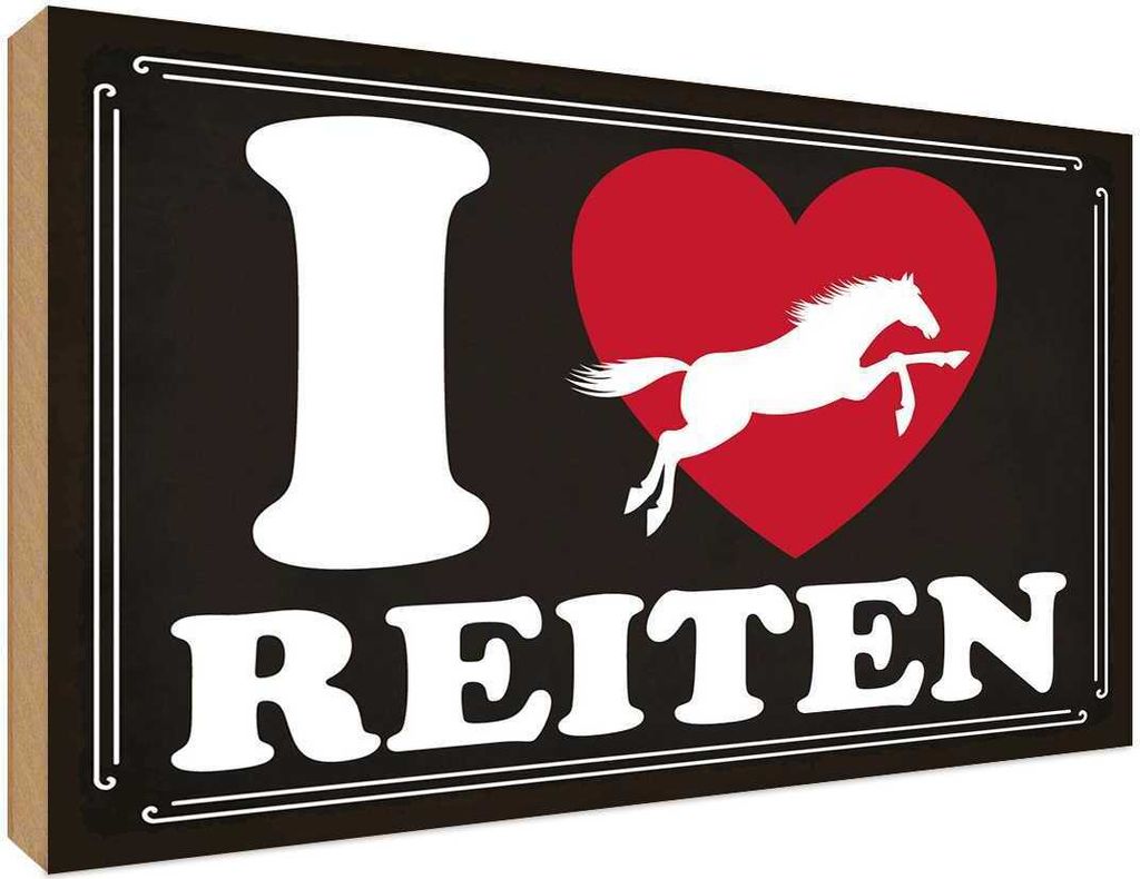 vianmo Holzschild 30x40 cm Pferde i love reiten Herz Tier Haustier