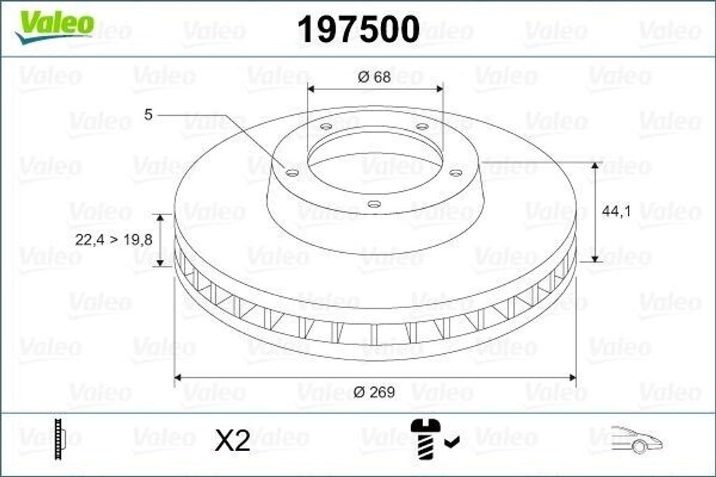 2x VALEO Bremsscheiben Vorne für RENAULT Duster (HM) 269mm 197500