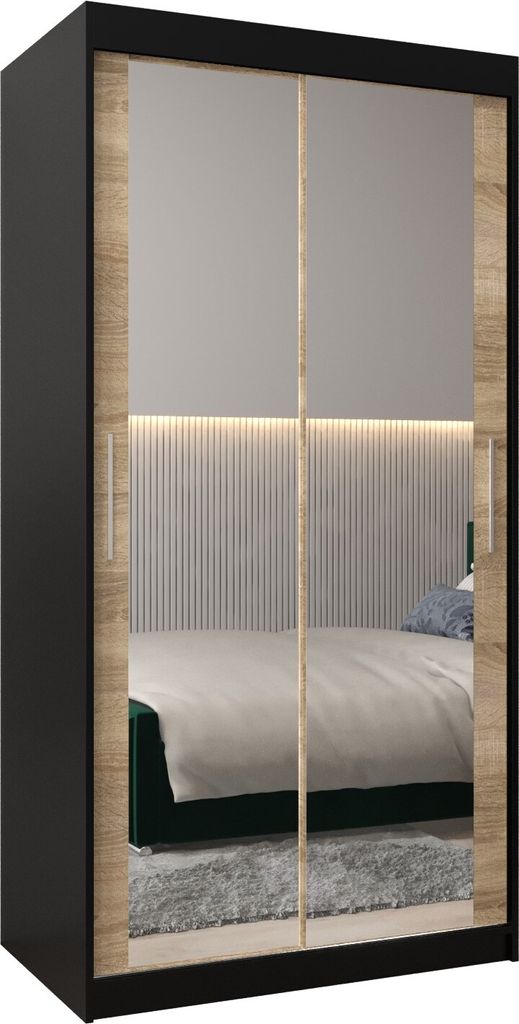 Kleiderschrank, Schiebetürenschrank Schlafzimmer, Schrank mit Spiegel TOKYO 3 100 cm