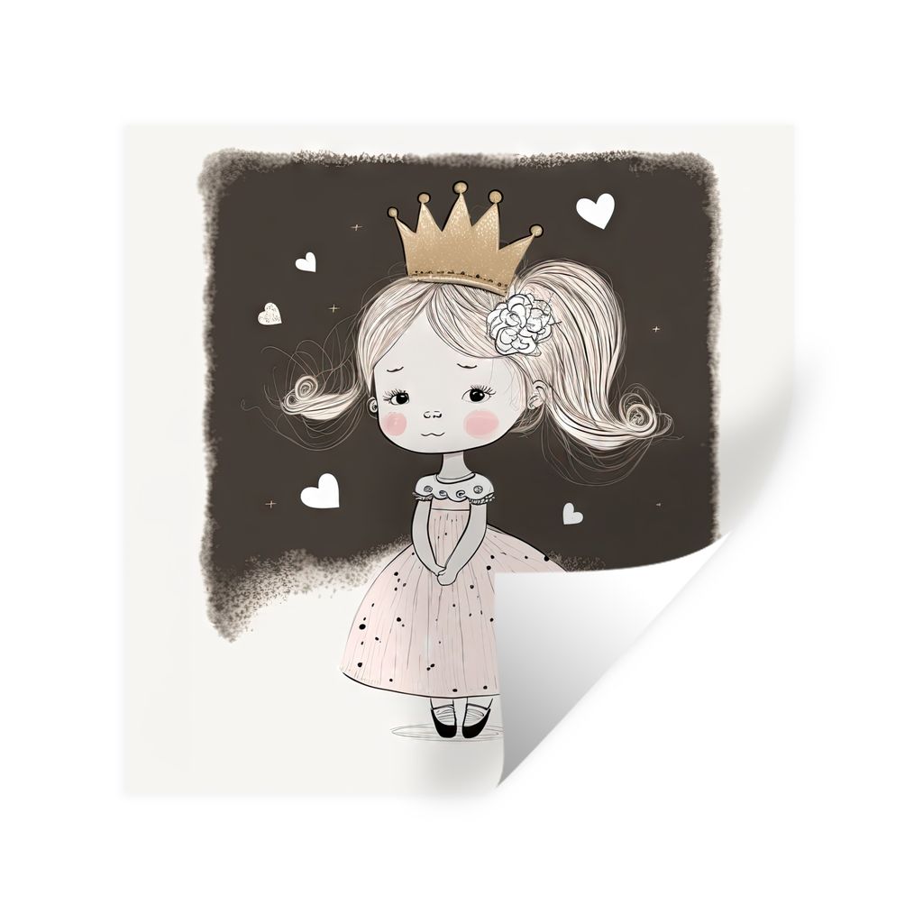 MuchoWow Wandtattoo Wandsticker Wandaufkleber Prinzessin - Rose - Herzen - Mädchen 50x50 cm Selbstklebend und Repositionierbar - Selbstklebend -...