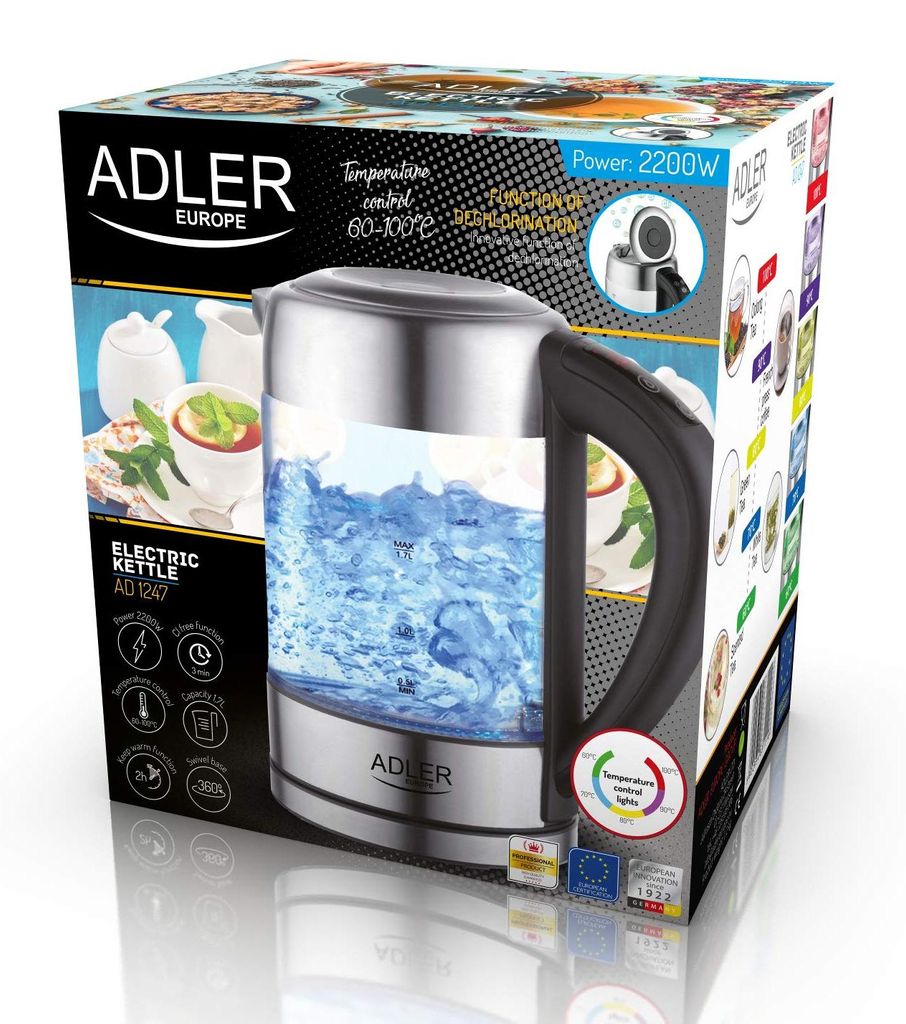 Adler AD 1247 NEW, 1,7 L, 2200 W, Lieskový orech, Nerezová Obrázok produktu 