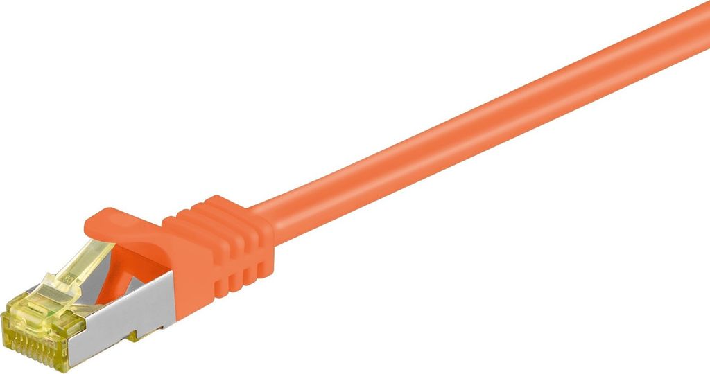 Goobay RJ45 Patchkabel CAT 6A S/FTP (PiMF), 500 MHz mit CAT 7 Rohkabel, Orange