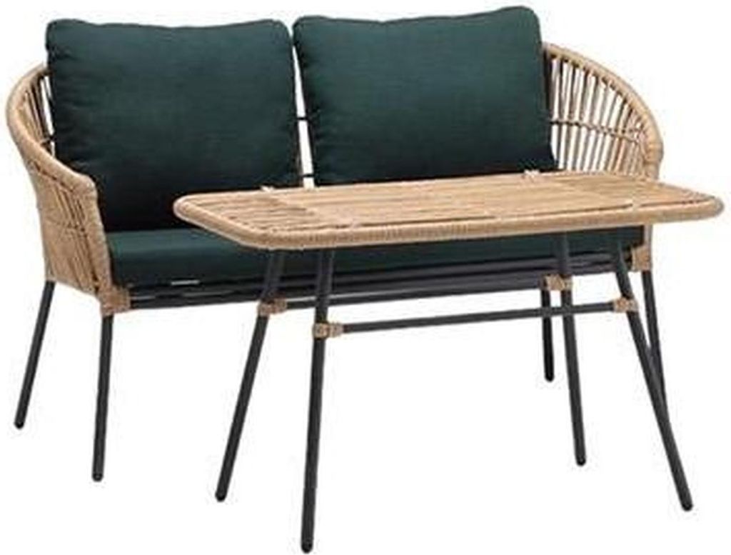 Sofa 2 Sitzer Couchtisch Modern Terrassen Grün Garnitur Luxus Sofagarnitur