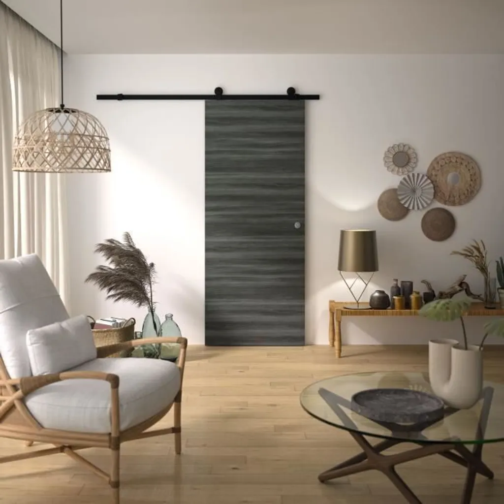 Kit porte coulissante Optimum Milano2 noir 204x83cm en acier robuste