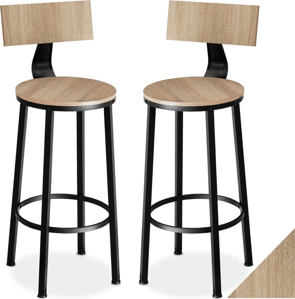 tectake® Set Barhocker Poole Sitzhöhe 74 cm Produktbild 