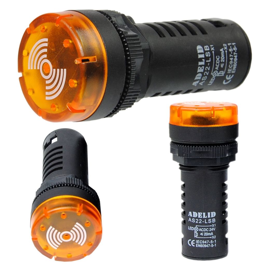 LED Signalleuchte Kontrollleuchte Leuchtmelder Ø 22mm BUZZER 12V Gelb