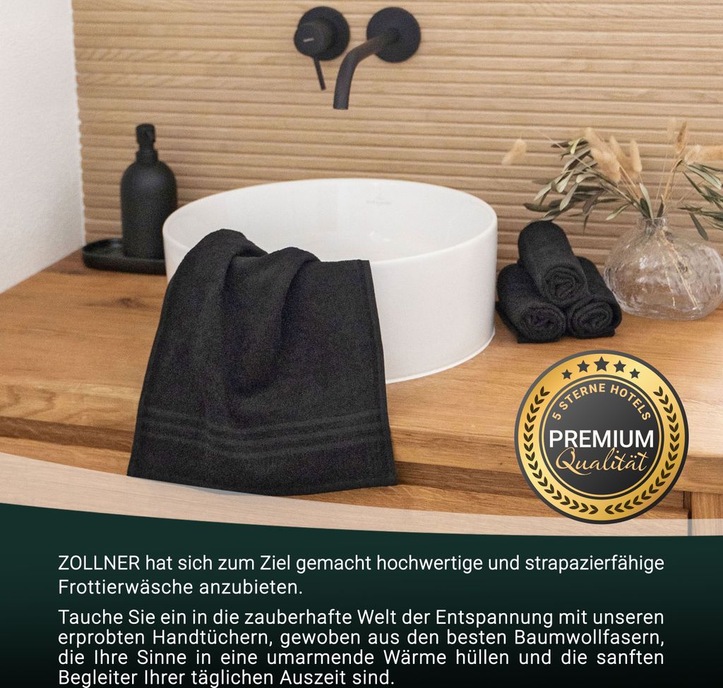 10er Set Gästehandtücher, Baumwolle, 30x50 cm, schwarz Produktbild 4
