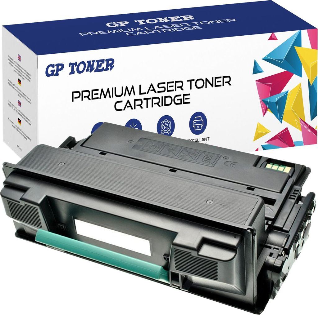 A toner cartridge and its packaging are shown against a white background.