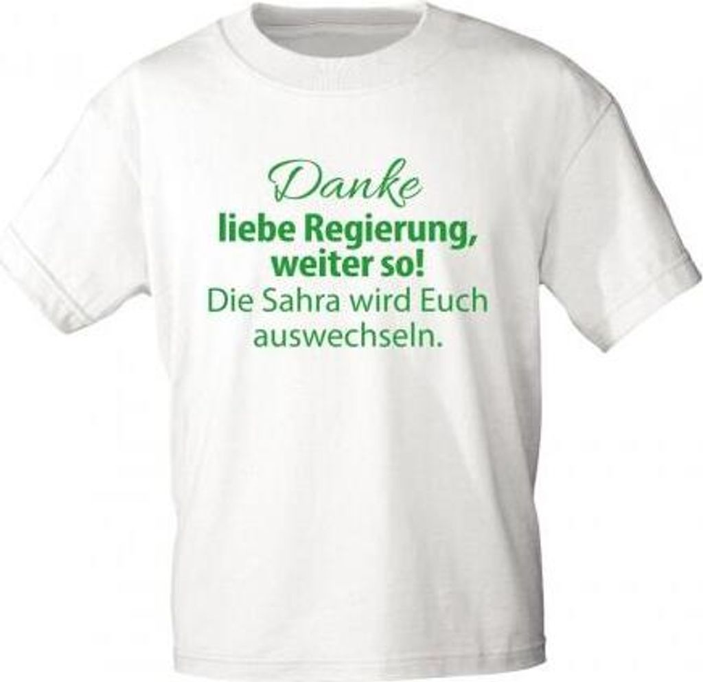 T-Shirt mit Print - Danke Liebe Regierung ! Sahra wird euch Produktbild 