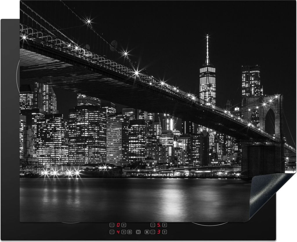 KitchenYeah Herdabdeckplatte New York - Brooklyn - Brücke , 65x52cm, Küche Deko, Glaskeramikkochfeld Herdabdeckung, Abdeckplatte fùr Kochfeld