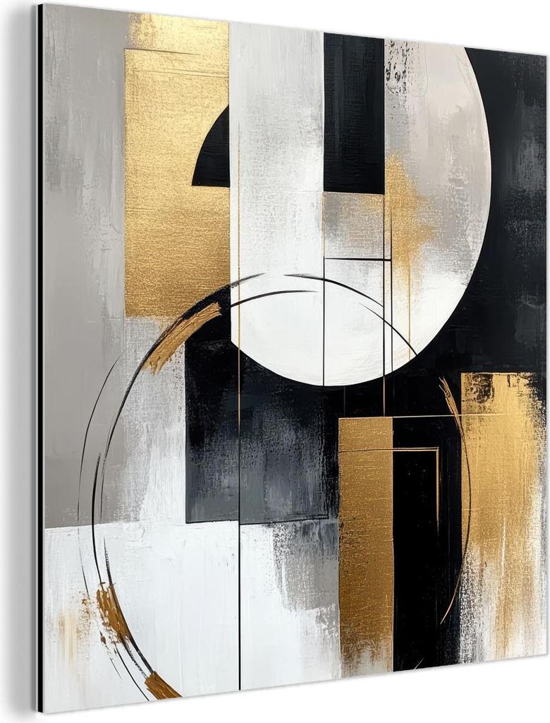 MuchoWow Wanddekoration Metall Metallbild Wandkunst 50x50 cm Abstrakt - Gold - Silber - Formen - Ästhetik MuchoWow Aluminium Gemälde - Alubild - ...